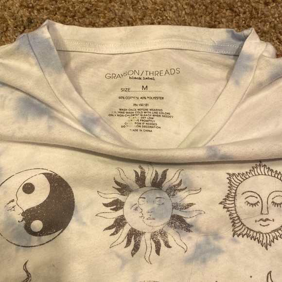 Blue tiy-diy size M/ moon,sun and crescent crop top - Picture 3 of 4